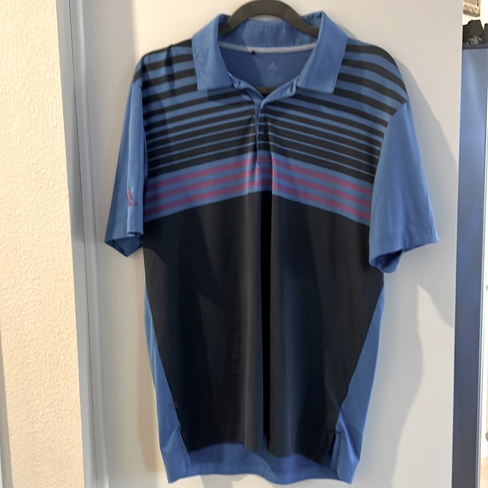 Adidas  Golf Polo Shirt Men's Medium Blue Short Sleeve Collared Stretch